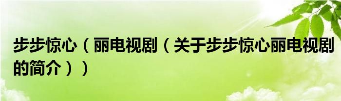 步步驚心（麗電視?。P(guān)于步步驚心麗電視劇的簡介））