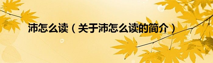 沛怎么讀（關(guān)于沛怎么讀的簡(jiǎn)介）