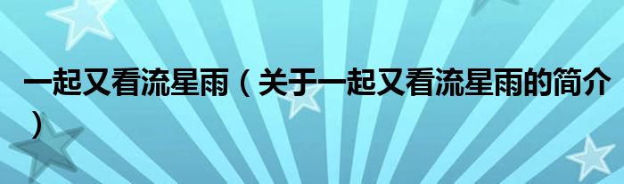 一起又看流星雨（關(guān)于一起又看流星雨的簡介）