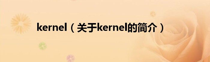 kernel（關(guān)于kernel的簡介）