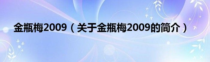 金瓶梅2009（關(guān)于金瓶梅2009的簡介）