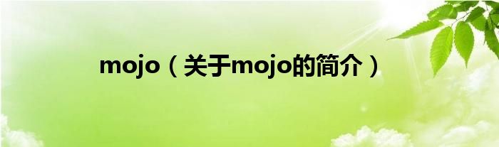 mojo（關(guān)于mojo的簡介）