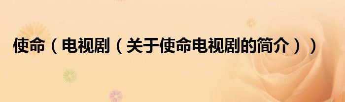 使命（電視?。P(guān)于使命電視劇的簡(jiǎn)介））