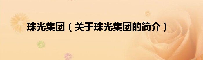 珠光集團(tuán)（關(guān)于珠光集團(tuán)的簡(jiǎn)介）