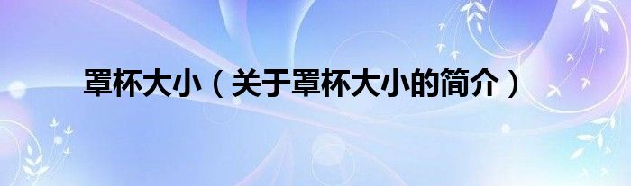 罩杯大?。P(guān)于罩杯大小的簡(jiǎn)介）