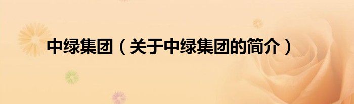 中綠集團(tuán)（關(guān)于中綠集團(tuán)的簡(jiǎn)介）