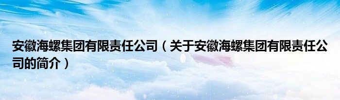 安徽海螺集團有限責(zé)任公司（關(guān)于安徽海螺集團有限責(zé)任公司的簡介）