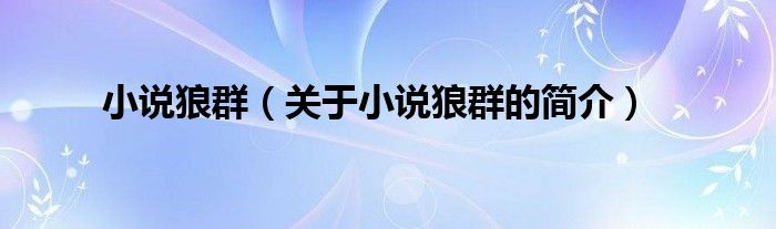 小說狼群（關(guān)于小說狼群的簡介）