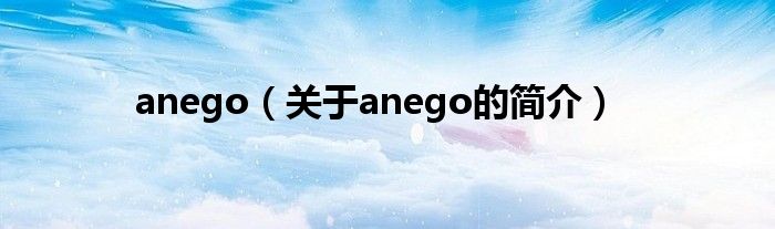 anego（關于anego的簡介）