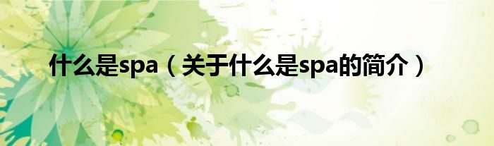 什么是spa（關(guān)于什么是spa的簡介）