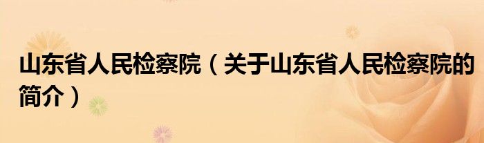 山東省人民檢察院（關于山東省人民檢察院的簡介）