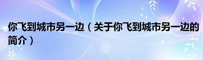 你飛到城市另一邊（關(guān)于你飛到城市另一邊的簡(jiǎn)介）