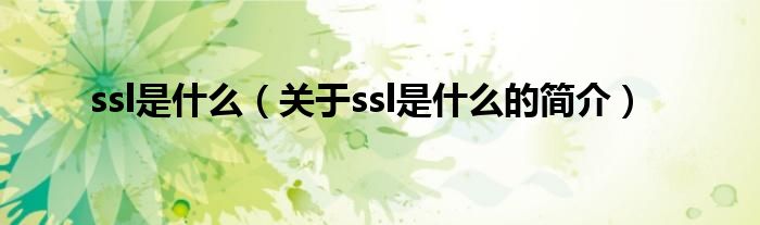 ssl是什么（關(guān)于ssl是什么的簡(jiǎn)介）