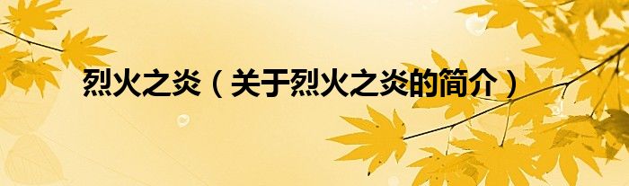 烈火之炎（關(guān)于烈火之炎的簡(jiǎn)介）