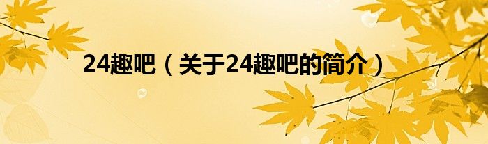 24趣吧（關于24趣吧的簡介）