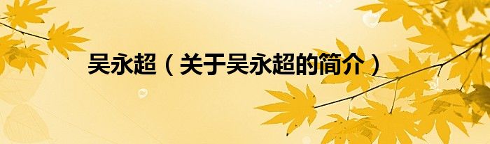 吳永超（關(guān)于吳永超的簡(jiǎn)介）