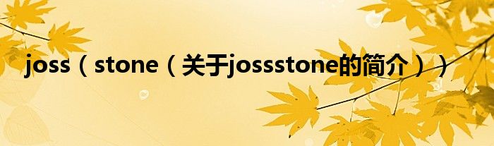 joss（stone（關(guān)于jossstone的簡(jiǎn)介））