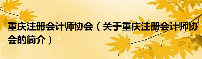 重慶注冊會計師協(xié)會（關于重慶注冊會計師協(xié)會的簡介）