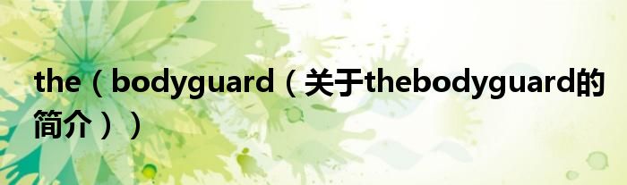 the（bodyguard（關(guān)于thebodyguard的簡(jiǎn)介））