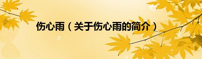 傷心雨（關(guān)于傷心雨的簡(jiǎn)介）