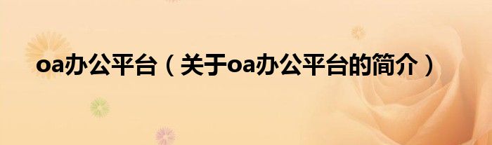 oa辦公平臺(tái)（關(guān)于oa辦公平臺(tái)的簡介）