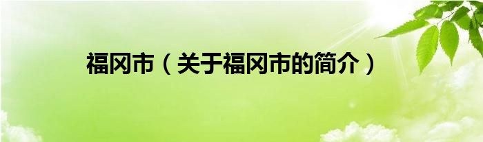 福岡市（關(guān)于福岡市的簡介）