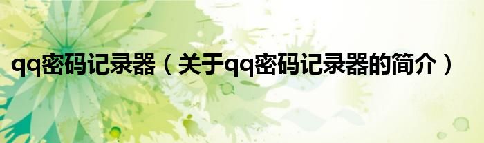 qq密碼記錄器（關于qq密碼記錄器的簡介）