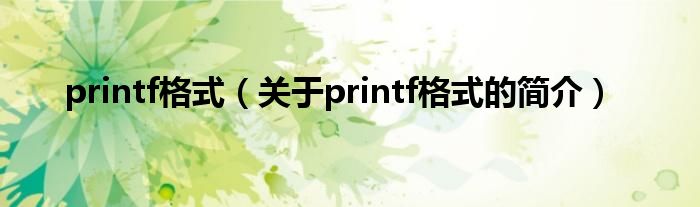 printf格式（關(guān)于printf格式的簡(jiǎn)介）