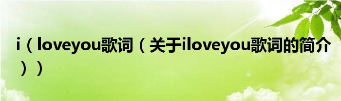 i（loveyou歌詞（關(guān)于iloveyou歌詞的簡介））