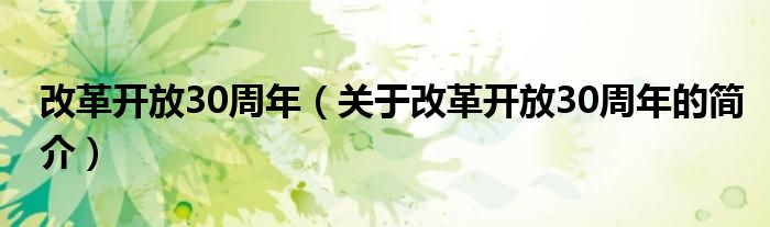 改革開放30周年（關(guān)于改革開放30周年的簡(jiǎn)介）