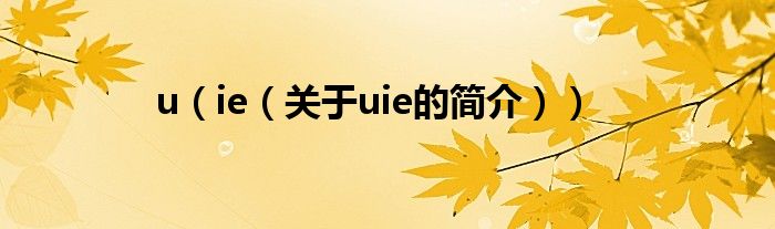 u（ie（關(guān)于uie的簡(jiǎn)介））