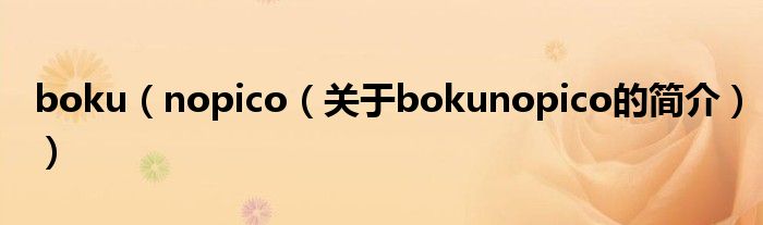 boku（nopico（關于bokunopico的簡介））