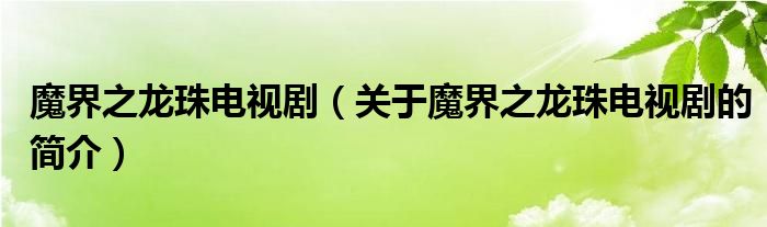 魔界之龍珠電視?。P(guān)于魔界之龍珠電視劇的簡介）