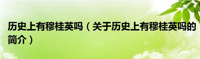 歷史上有穆桂英嗎（關(guān)于歷史上有穆桂英嗎的簡(jiǎn)介）