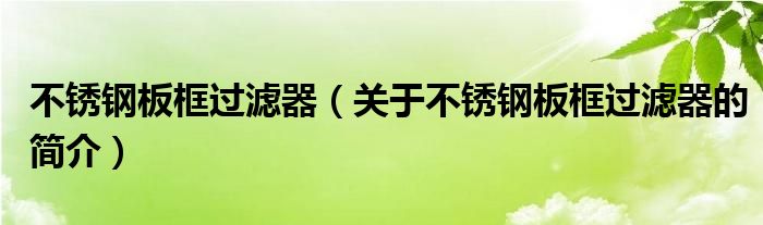 不銹鋼板框過濾器（關(guān)于不銹鋼板框過濾器的簡(jiǎn)介）