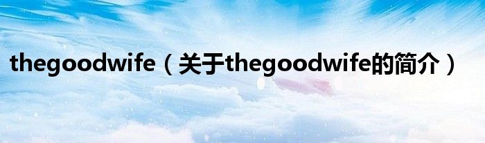 thegoodwife（關(guān)于thegoodwife的簡介）