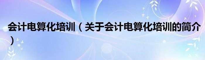 會計電算化培訓（關于會計電算化培訓的簡介）