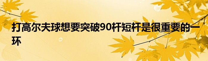 打高爾夫球想要突破90桿短桿是很重要的一環(huán)