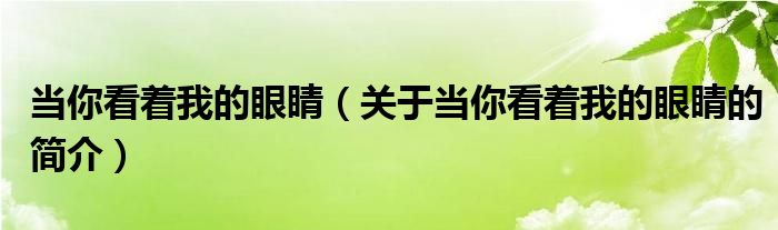 當你看著我的眼睛（關于當你看著我的眼睛的簡介）