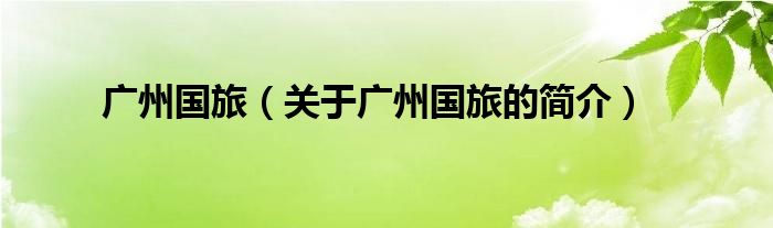 廣州國旅（關(guān)于廣州國旅的簡(jiǎn)介）