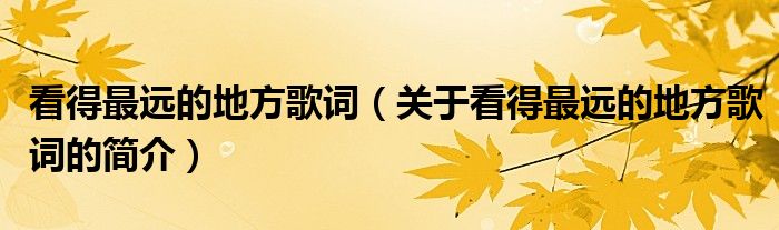 看得最遠(yuǎn)的地方歌詞（關(guān)于看得最遠(yuǎn)的地方歌詞的簡介）