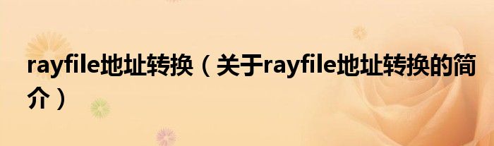 rayfile地址轉(zhuǎn)換（關(guān)于rayfile地址轉(zhuǎn)換的簡(jiǎn)介）