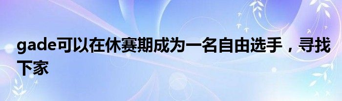 gade可以在休賽期成為一名自由選手，尋找下家