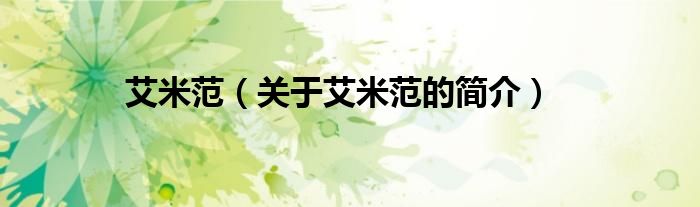 艾米范（關(guān)于艾米范的簡(jiǎn)介）