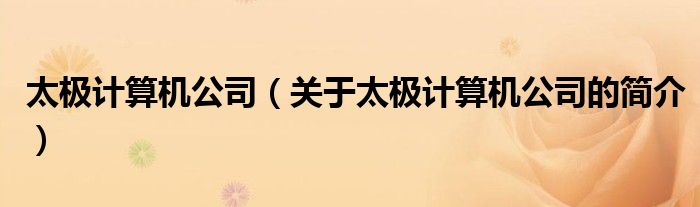 太極計算機公司（關(guān)于太極計算機公司的簡介）