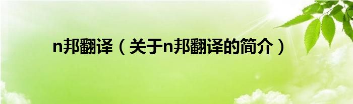 n邦翻譯（關(guān)于n邦翻譯的簡(jiǎn)介）