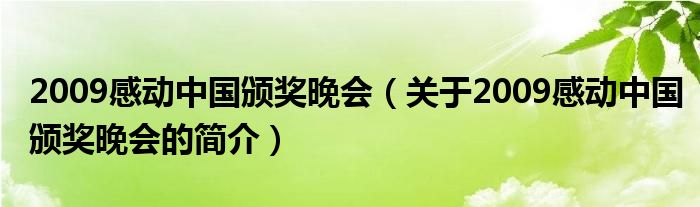 2009感動中國頒獎晚會（關(guān)于2009感動中國頒獎晚會的簡介）