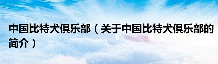 中國比特犬俱樂部（關于中國比特犬俱樂部的簡介）