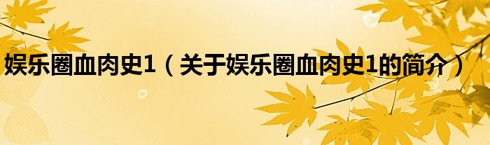 娛樂(lè)圈血肉史1（關(guān)于娛樂(lè)圈血肉史1的簡(jiǎn)介）