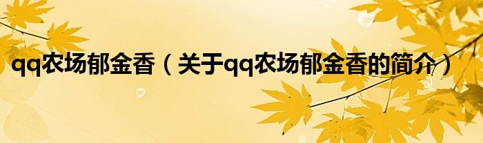 qq農(nóng)場郁金香（關(guān)于qq農(nóng)場郁金香的簡介）